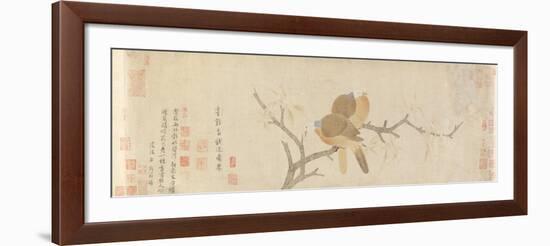 Doves and Pear Blossoms after Rain, Yuan Dynasty, Late 13th Century-Qian Xuan-Framed Giclee Print