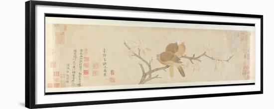 Doves and Pear Blossoms after Rain-Qian Xuan-Framed Premium Giclee Print