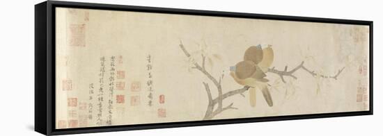 Doves and Pear Blossoms after the Rain-Qian Xuan-Framed Stretched Canvas