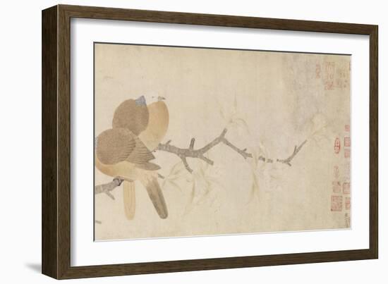 Doves and Pear Blossoms after the Rain-Qian Xuan-Framed Giclee Print