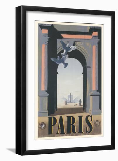 Doves by Arch, Paris, France-null-Framed Art Print