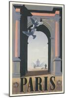 Doves by Arch, Paris, France-null-Mounted Art Print