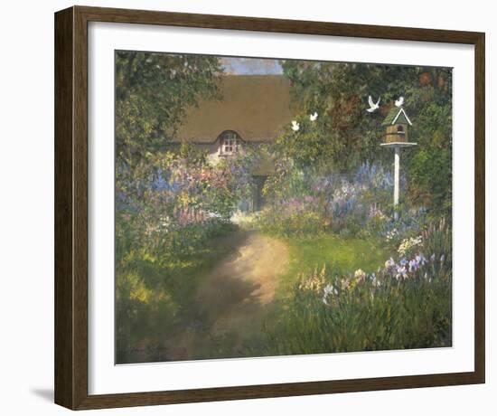 Doves with Irises-Norman Coker-Framed Giclee Print