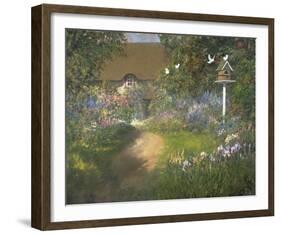 Doves with Irises-Norman Coker-Framed Giclee Print