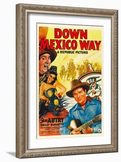 Down Mexico Way, Smiley Burnette, Fay Mckenzie, Gene Autry, 1941-null-Framed Art Print