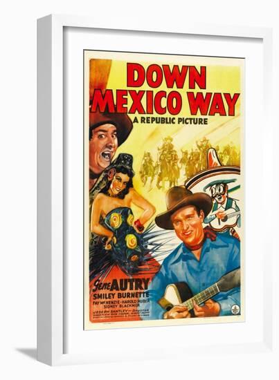 Down Mexico Way, Smiley Burnette, Fay Mckenzie, Gene Autry, 1941-null-Framed Art Print