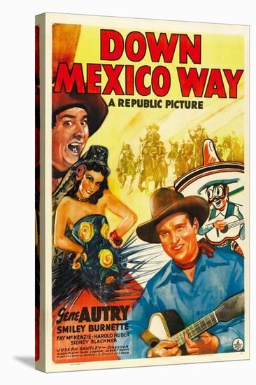 Down Mexico Way, Smiley Burnette, Fay Mckenzie, Gene Autry, 1941-null-Stretched Canvas