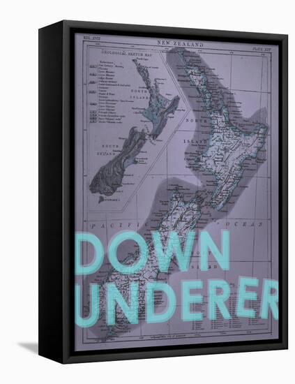 Down Under…er - 1895, New Zealand Map-null-Framed Stretched Canvas