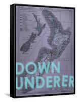 Down Under…er - 1895, New Zealand Map-null-Framed Stretched Canvas