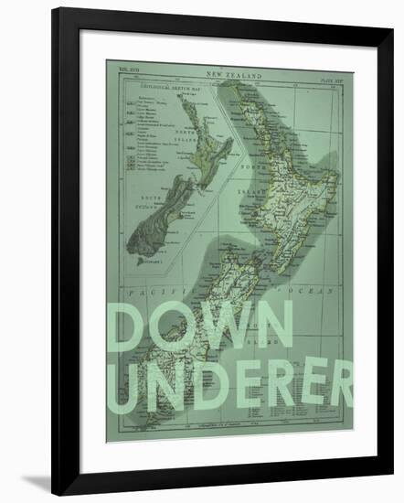 Down Under…er - 1895, New Zealand Map-null-Framed Giclee Print