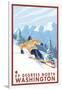 Downhhill Snow Skier, 49 Degrees North, Washington-Lantern Press-Framed Art Print