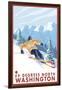 Downhhill Snow Skier, 49 Degrees North, Washington-Lantern Press-Framed Art Print