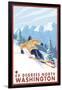 Downhhill Snow Skier, 49 Degrees North, Washington-Lantern Press-Framed Art Print