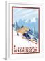 Downhhill Snow Skier, 49 Degrees North, Washington-Lantern Press-Framed Art Print