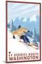 Downhhill Snow Skier, 49 Degrees North, Washington-Lantern Press-Mounted Art Print