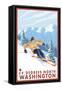 Downhhill Snow Skier, 49 Degrees North, Washington-Lantern Press-Framed Stretched Canvas