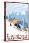 Downhhill Snow Skier, 49 Degrees North, Washington-Lantern Press-Stretched Canvas