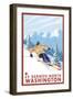 Downhhill Snow Skier, 49 Degrees North, Washington-Lantern Press-Framed Art Print