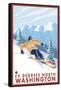 Downhhill Snow Skier, 49 Degrees North, Washington-Lantern Press-Framed Stretched Canvas