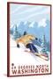 Downhhill Snow Skier, 49 Degrees North, Washington-Lantern Press-Stretched Canvas