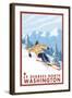 Downhhill Snow Skier, 49 Degrees North, Washington-Lantern Press-Framed Art Print