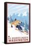 Downhhill Snow Skier, 49 Degrees North, Washington-Lantern Press-Framed Stretched Canvas