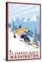 Downhhill Snow Skier, 49 Degrees North, Washington-Lantern Press-Stretched Canvas