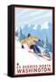 Downhhill Snow Skier, 49 Degrees North, Washington-Lantern Press-Framed Stretched Canvas