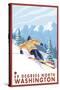 Downhhill Snow Skier, 49 Degrees North, Washington-Lantern Press-Stretched Canvas