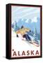 Downhhill Snow Skier, Alaska-Lantern Press-Framed Stretched Canvas