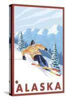 Downhhill Snow Skier, Alaska-Lantern Press-Stretched Canvas