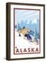 Downhhill Snow Skier, Alaska-Lantern Press-Framed Art Print