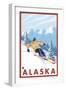 Downhhill Snow Skier, Alaska-Lantern Press-Framed Art Print