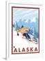 Downhhill Snow Skier, Alaska-Lantern Press-Framed Art Print