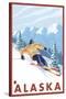 Downhhill Snow Skier, Alaska-Lantern Press-Stretched Canvas