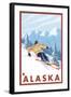 Downhhill Snow Skier, Alaska-Lantern Press-Framed Art Print