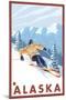 Downhhill Snow Skier, Alaska-Lantern Press-Mounted Art Print