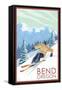 Downhhill Snow Skier - Bend, Oregon-Lantern Press-Framed Stretched Canvas