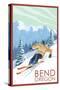 Downhhill Snow Skier - Bend, Oregon-Lantern Press-Stretched Canvas