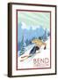 Downhhill Snow Skier - Bend, Oregon-Lantern Press-Framed Art Print