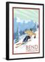 Downhhill Snow Skier - Bend, Oregon-Lantern Press-Framed Art Print