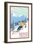 Downhhill Snow Skier - Bend, Oregon-Lantern Press-Framed Art Print