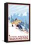 Downhhill Snow Skier, Crystal Mountain, Washington-Lantern Press-Framed Stretched Canvas