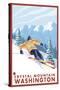 Downhhill Snow Skier, Crystal Mountain, Washington-Lantern Press-Stretched Canvas