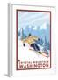 Downhhill Snow Skier, Crystal Mountain, Washington-Lantern Press-Framed Art Print