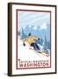 Downhhill Snow Skier, Crystal Mountain, Washington-Lantern Press-Framed Art Print