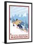 Downhhill Snow Skier, Crystal Mountain, Washington-Lantern Press-Framed Art Print