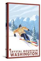 Downhhill Snow Skier, Crystal Mountain, Washington-Lantern Press-Stretched Canvas