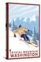 Downhhill Snow Skier, Crystal Mountain, Washington-Lantern Press-Stretched Canvas