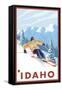 Downhhill Snow Skier, Idaho-Lantern Press-Framed Stretched Canvas